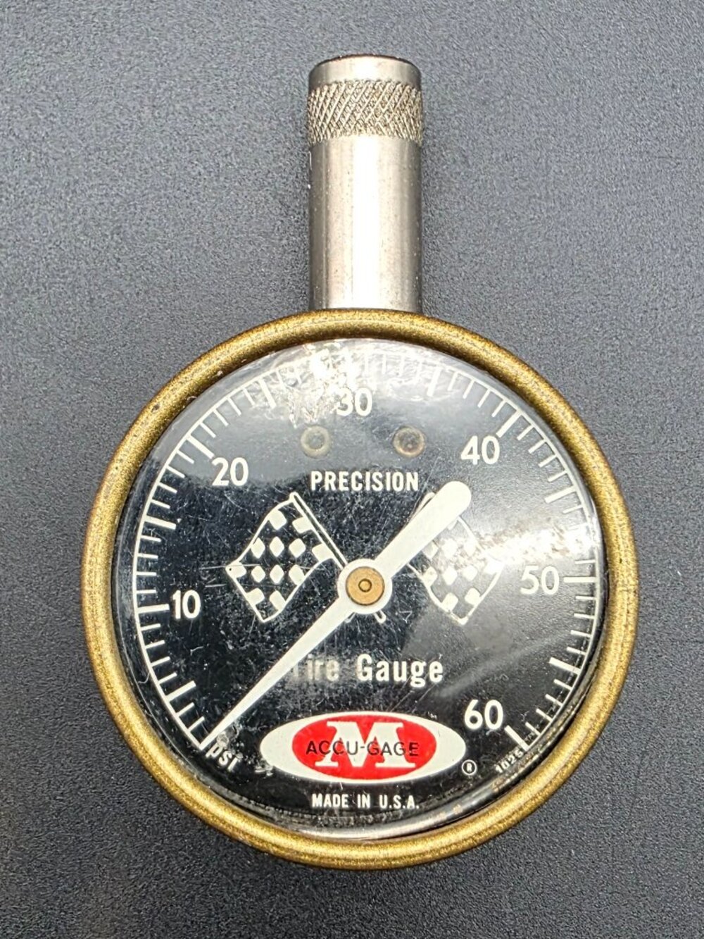 Vintage Accu-Gage Precision Tire Pressure Gauge 0-60 PSI Made USA